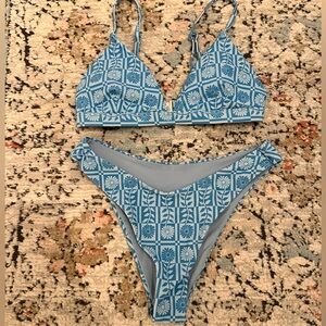 Rhythm x Free People Blue Journey Surf Bikini Set | XS
